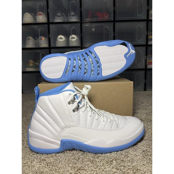 Nike Air Jordan XII 12 Retro Melo White University Blue UNC CT8013-112 Men\'s 9.5